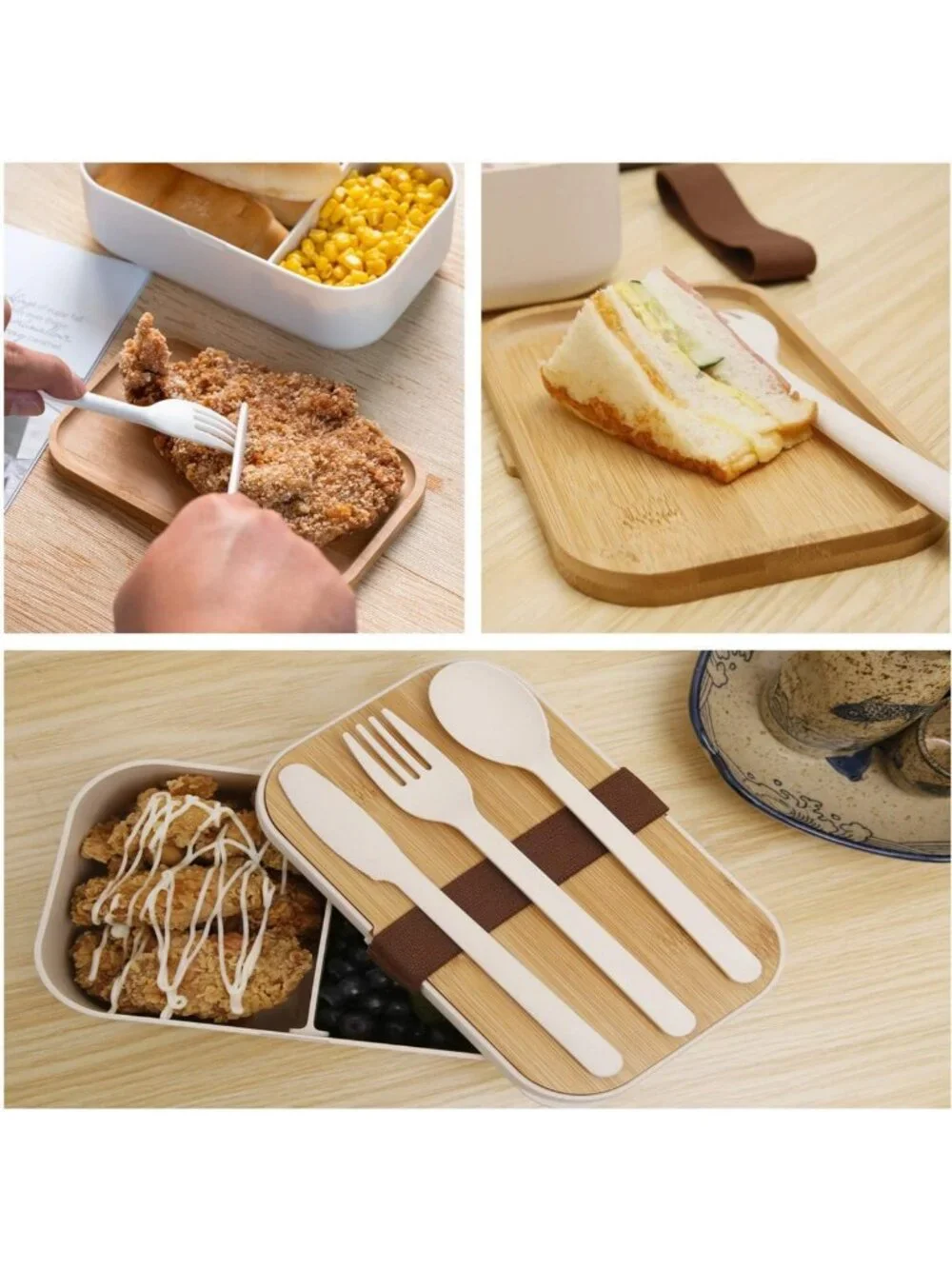 Stylish Bento Box Lunch Container - Bamboo Lid, Microwave & Dishwasher Safe